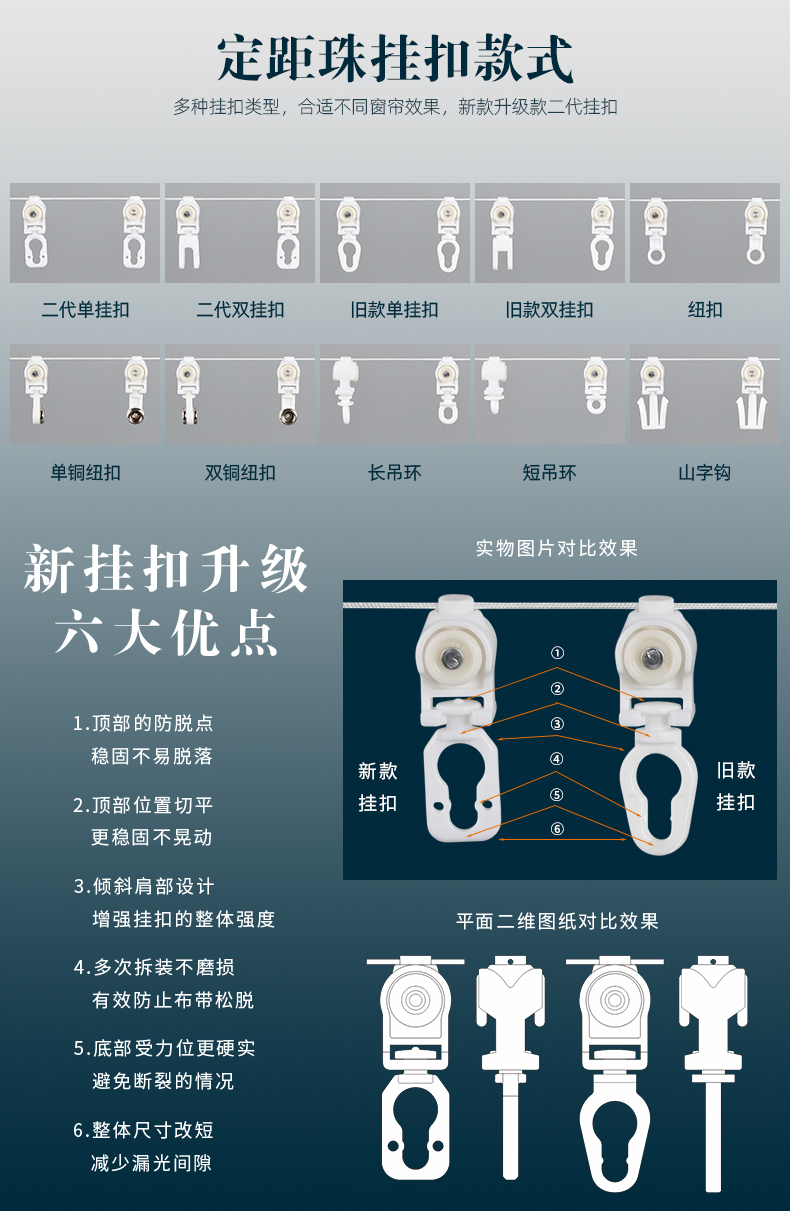 跨境专供厂家批发电动窗帘定距珠 波浪帘线珠滚轮 蛇形帘轨道滑轮